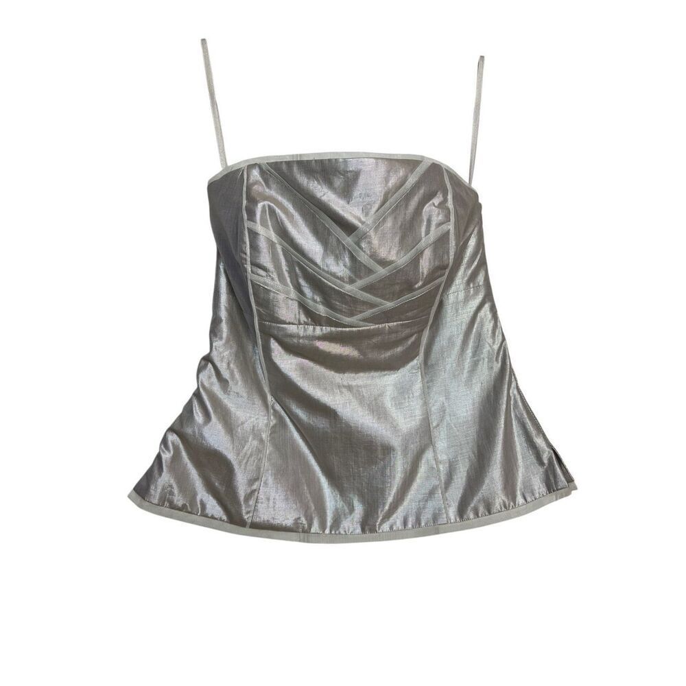 White House‎ Black Market Blouse Top Womens 6 Tan Metallic Strapless NWT Corset